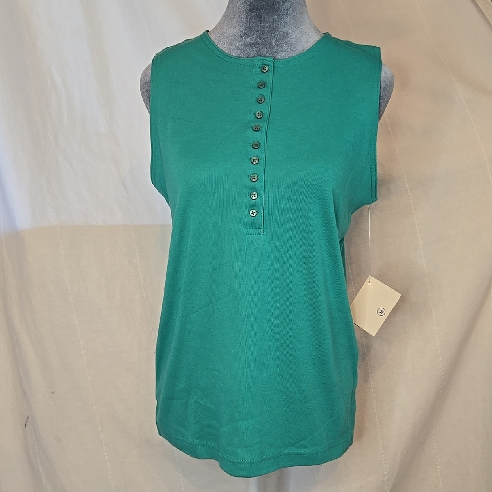 NWT Vintage 90s Karen Scott Sleeveless Green Top Size Medium